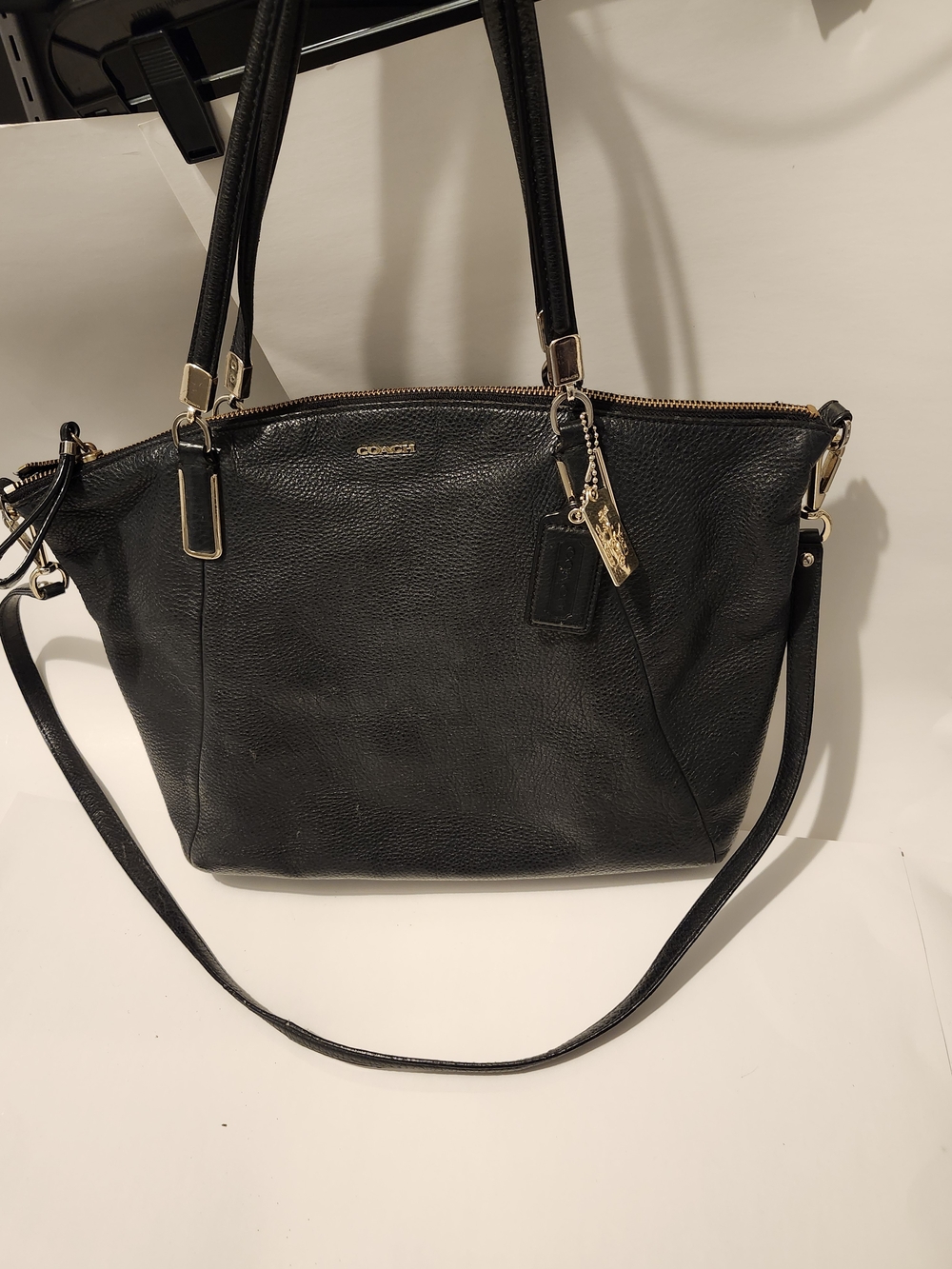 Coach Black Pebbled Leather Shoulder Tote with Gold Hardware